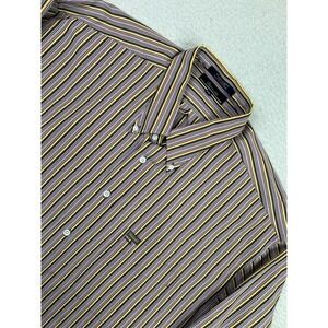 Faconnable Shirt Mens 2XL Multicolor Stripe Button Down Dress Long Sleeve Cotton